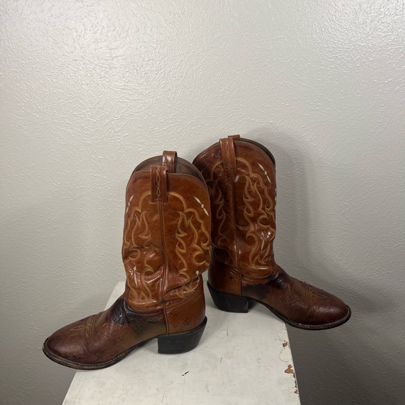 Tony Lama mens exotic collection boots with peanut brittle and ostrich leather - Picture 2 of 7